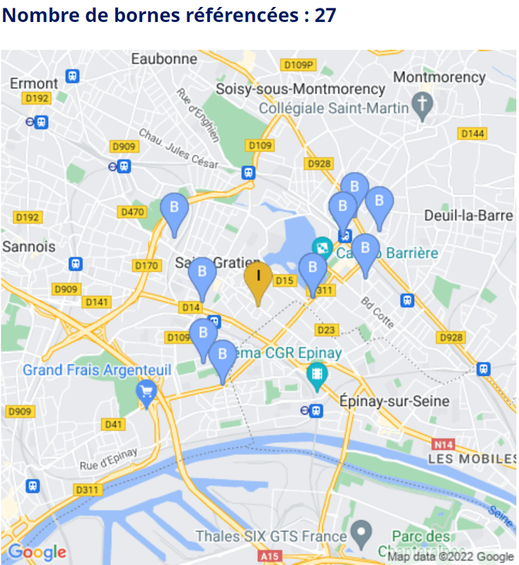 Géolocalisation des bornes à proximité