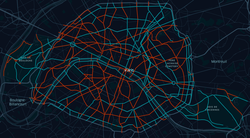 Carte des pistes cyclables du plan Paris vélo 2026