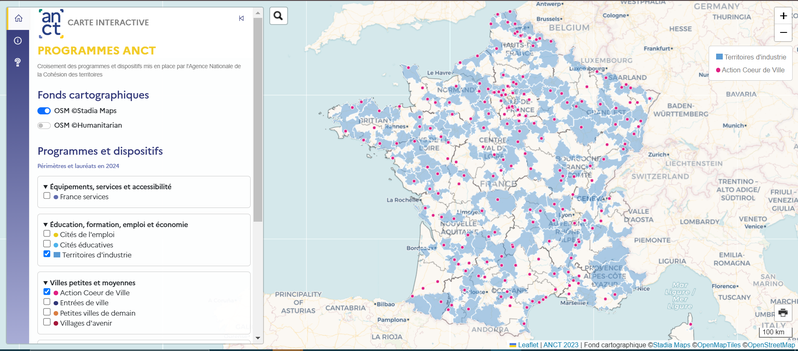 Croisement des programmes et dispositifs mis en place par l'Agence Nationale de la Cohésion des territoires