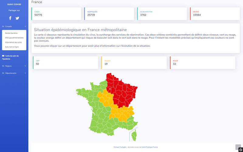 Cartographie épidémique en France métropolitaine