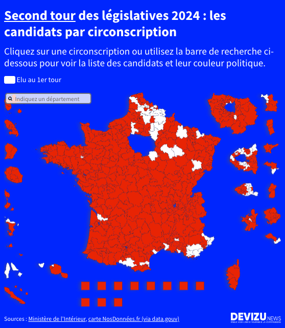 Second tour des élections législatives 2024 : quels sont les candidats dans votre circonscription ?