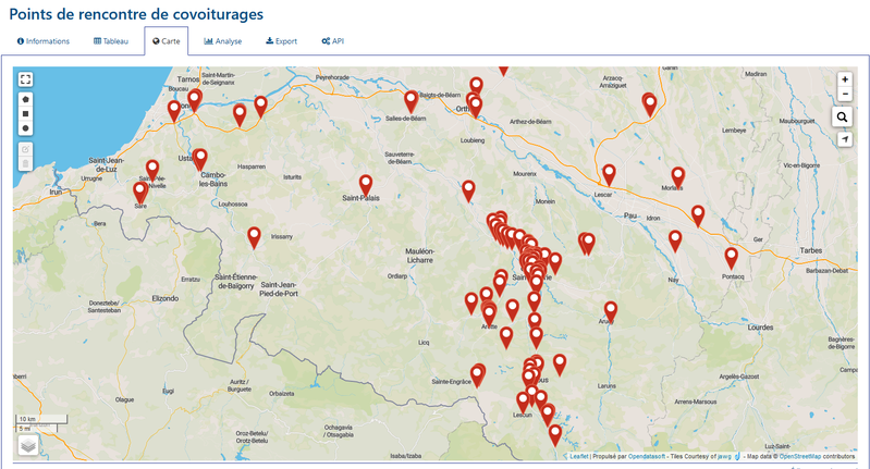 Lieux de covoiturages des Pyrénées Atlantiques