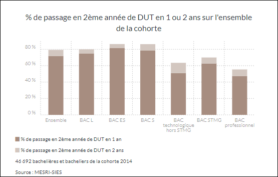Les parcours et la réussite des bachelières et bacheliers inscrits en Diplôme universitaire de technologie (DUT)