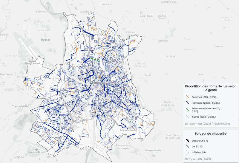 TerraVisu - Répartition des noms de rue selon le genre