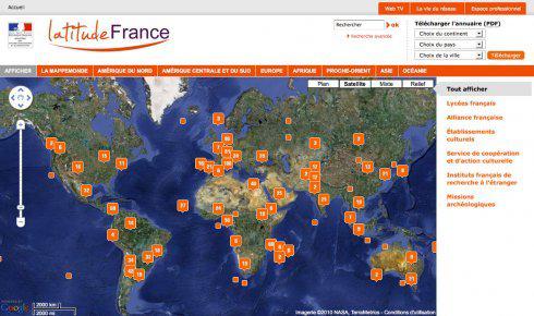 Carte mondiale du réseau culturel et de coopération français