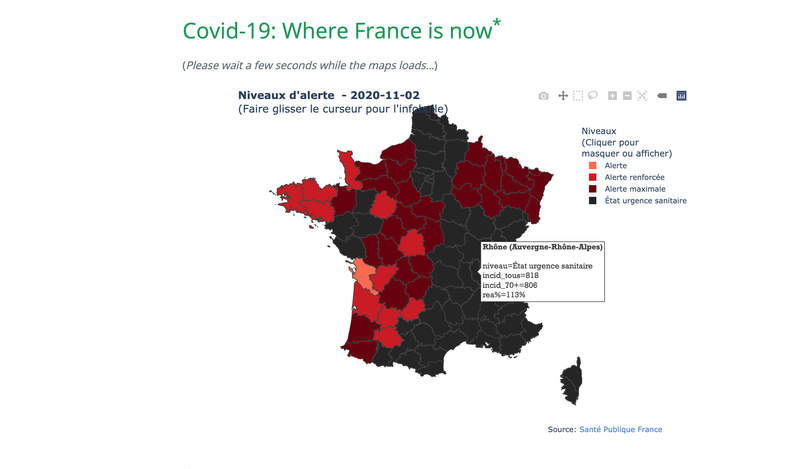 Carte interactive des niveaux d'alertes