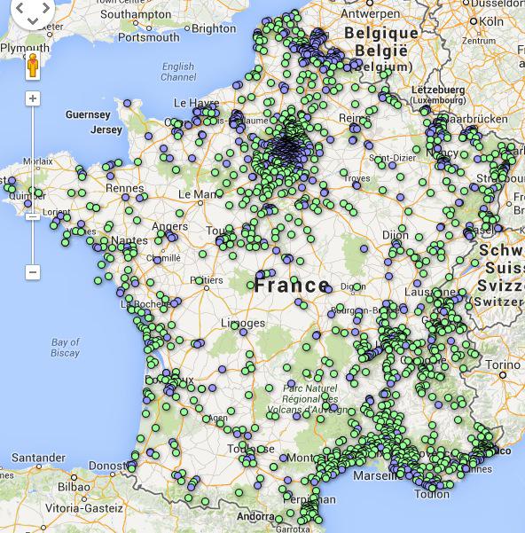 La carte de France des villes sous vidéosurveillance