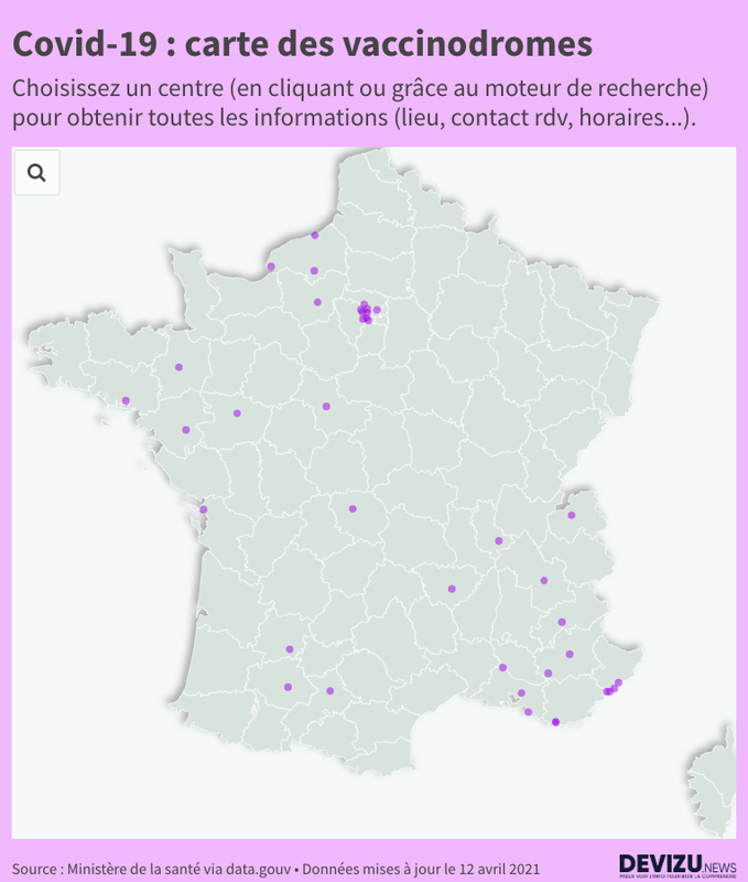 Carte interactive des vaccinodromes en France