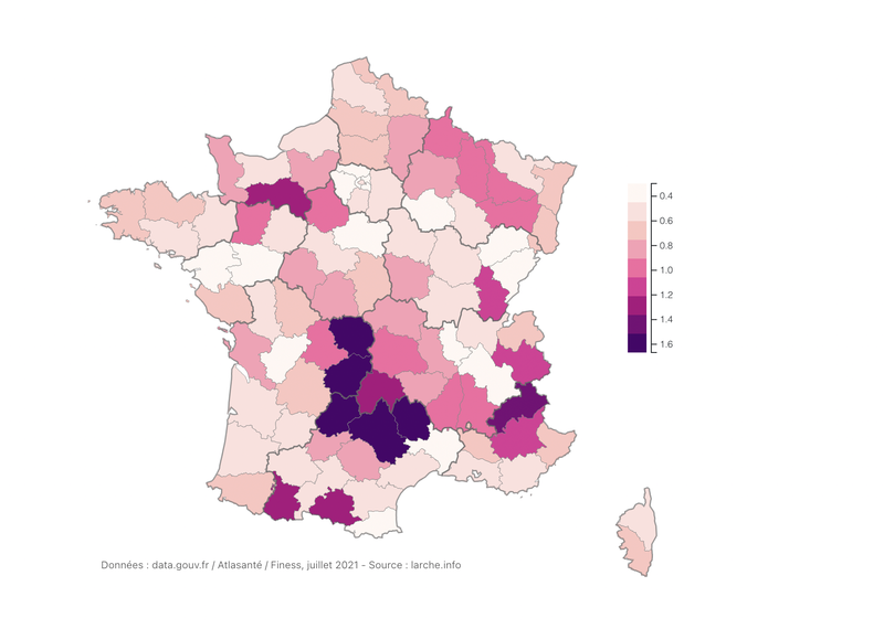 Nombre d'hôpitaux disposant d'un service de chirurgie (pour 100 000 habitants) 