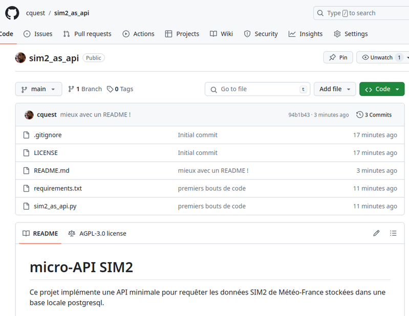 API Minimaliste pour interroger les données SIM2 par lieu et date