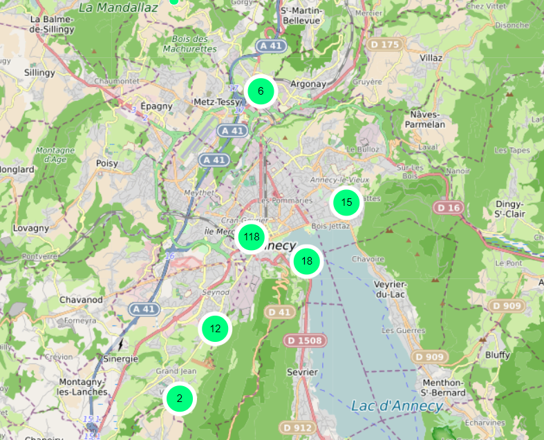 Carte interactive des DAE - Commune d'Annecy