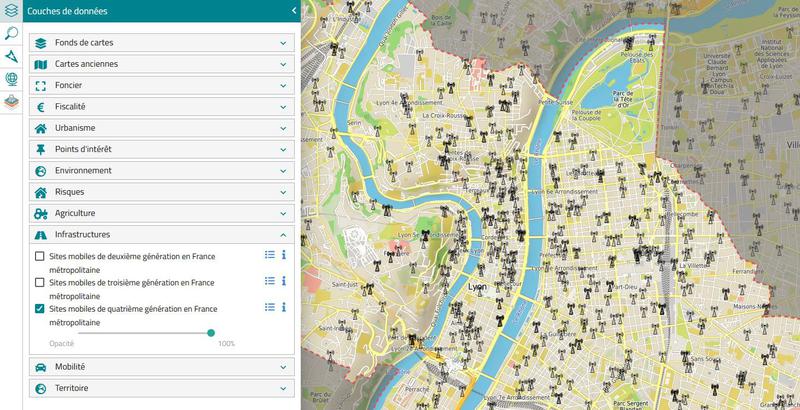 Visualisation des sites mobiles en France métropolitaine