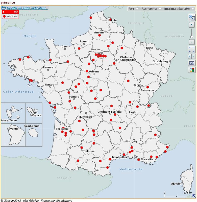 Localisation des monuments nationaux