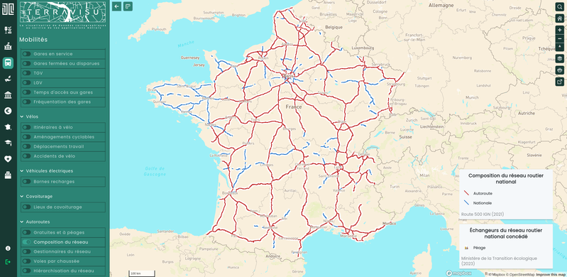 TerraVisu - Composition du réseau routier national