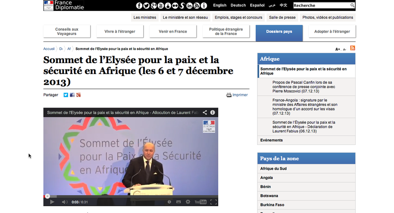 Le sommet de l'Elysée pour la paix en Afrique