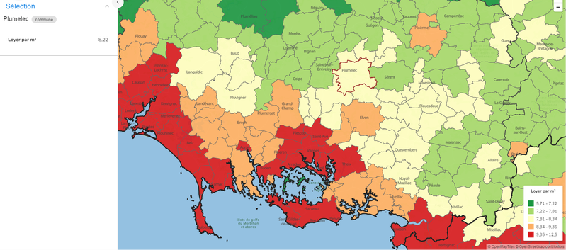 Carte des loyers en 2018 pour les appartements