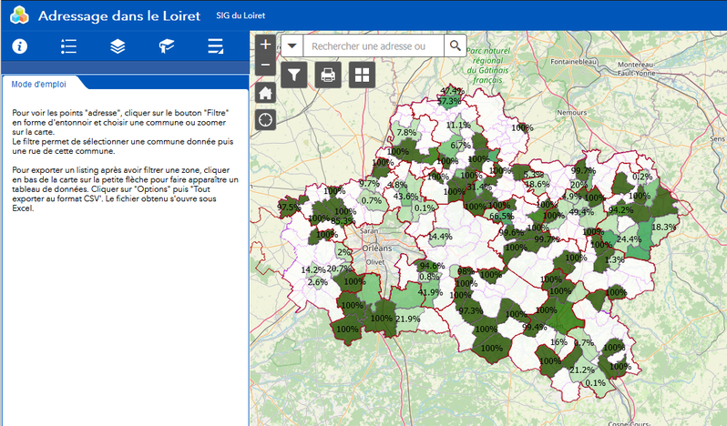 Avancement de l'adressage dans le Loiret