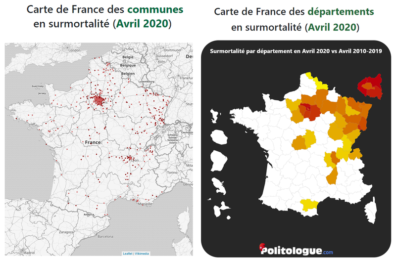 Surmortalité par commune (1982 à Avril 2020) (Sera mis à jour avec les prochaines publications)