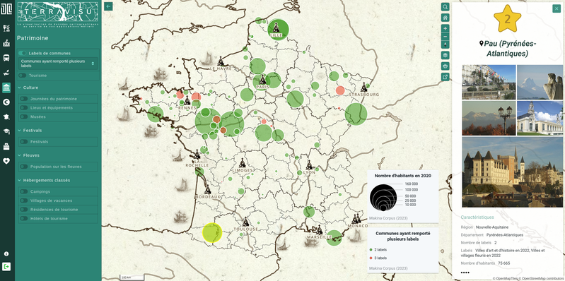 TerraVisu - Communes ayant remportés plusieurs labels en 2023