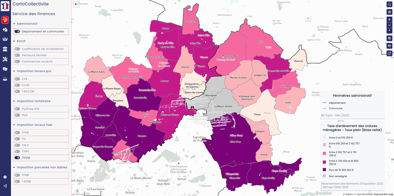 CartoCollectivité - Taxe d'Enlèvement des Ordures Ménagères (TEOM)