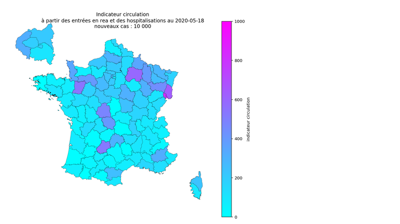 Vidéo circulation du COVID d'après l'activité hospitalière et analyse de quelques départements - 19 mai 2020