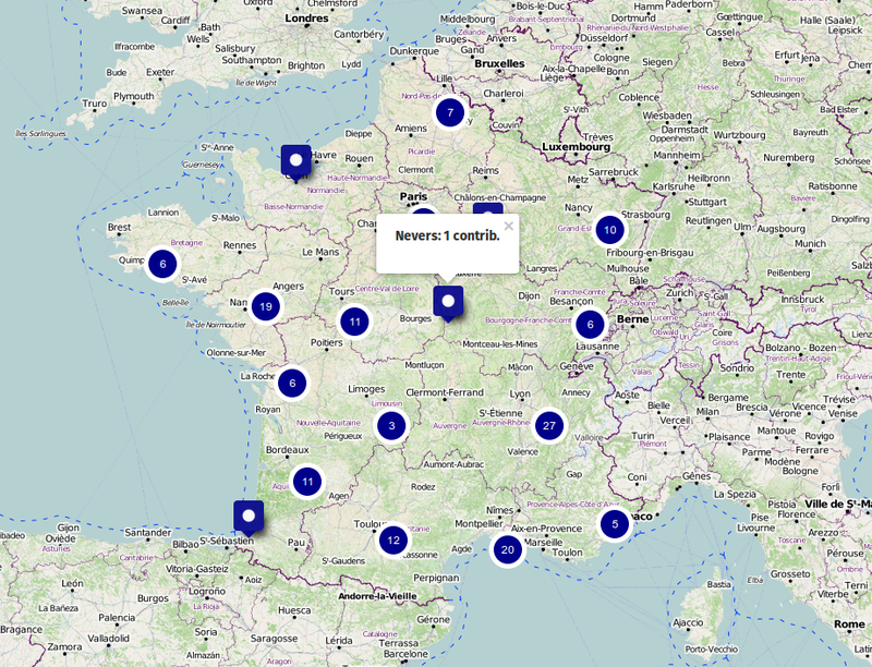 Carte des contributeurs ayant répondu à l'enquête ECCE Carto