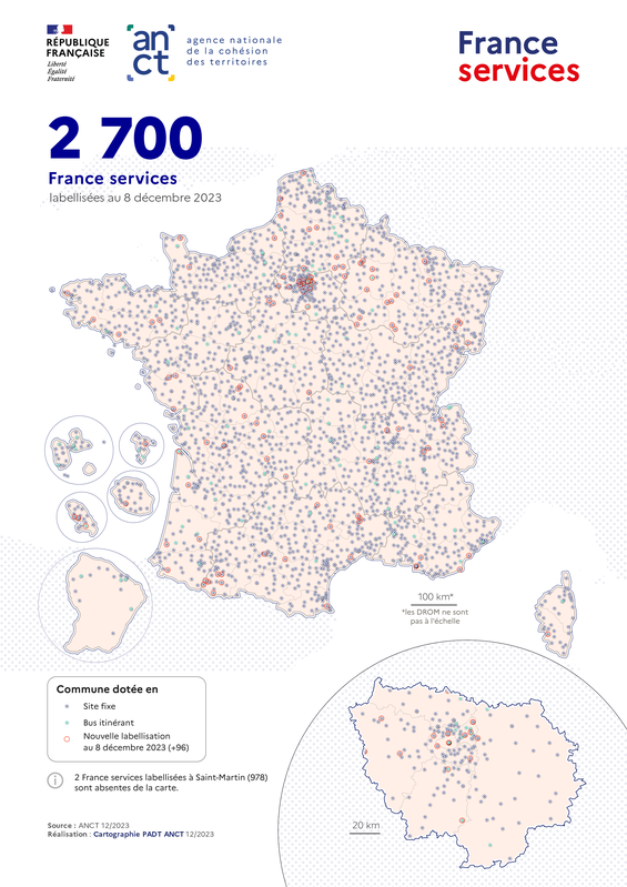 Carte des structures France services 