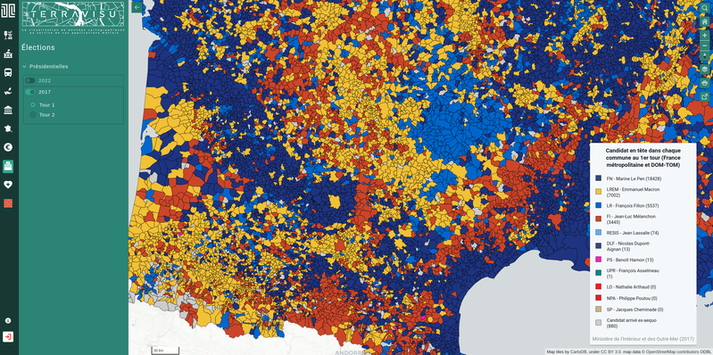 TerraVisu - Présidentielles 2017 (résultats du 1er tour)