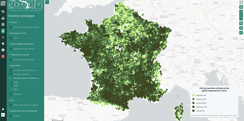 TerraVisu - Part des parcelles cultivées en bio
